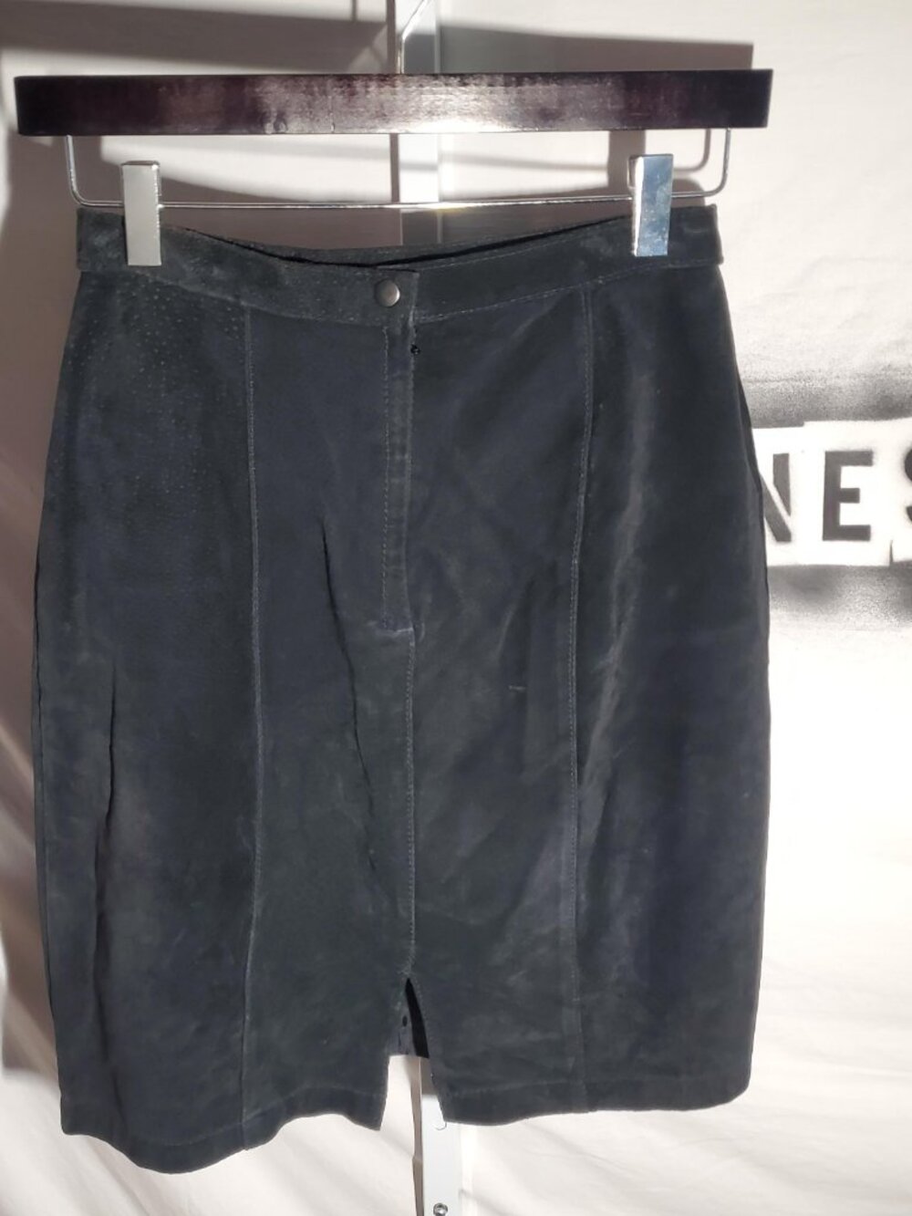 FoxRun Vintage 80s black suede skirt sz 9 - Picture 3 of 16
